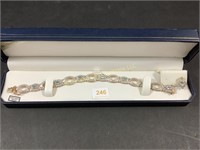 Sterling bracelet w/ topaz and diamonds