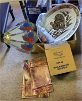 Box of Turkey Plater, Lamp, Home Interior Center