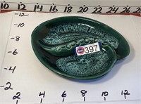 Vintage Ashtray- mid-century modern glazed green