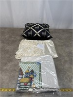 Quaker Table Cloth , Zebra Pillow, and Aprons