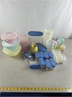 Tupperware spice holders, measuring cups, bowls,