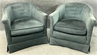 Pair of Barrel Back Upholstered Chairs