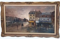 Large Painting French Street Scene