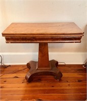Antique 1860s maple game table, with a split