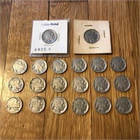 (20) 1930's Buffalo Nickel Coins
