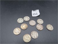 10 Silver Mercury Dimes