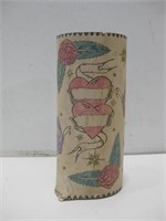 3"x 8.5" Signed Hand Decorated Cut Tree Trunk