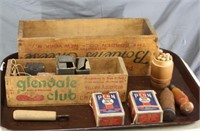 NS: OLD CHEESE BOXES & SMALL ANTIQUES