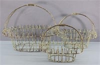 3pc. Antique Wrought Iron Graduated Baskets