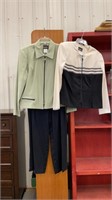 Sage green pants suit - size 16 & Velour jacket