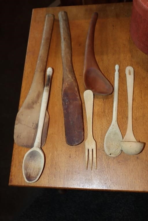 Primitive wooden kitchen utensils