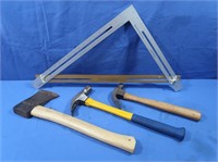 17" Hand Axe, 16" Claw Hammer & Quick Set Rafter
