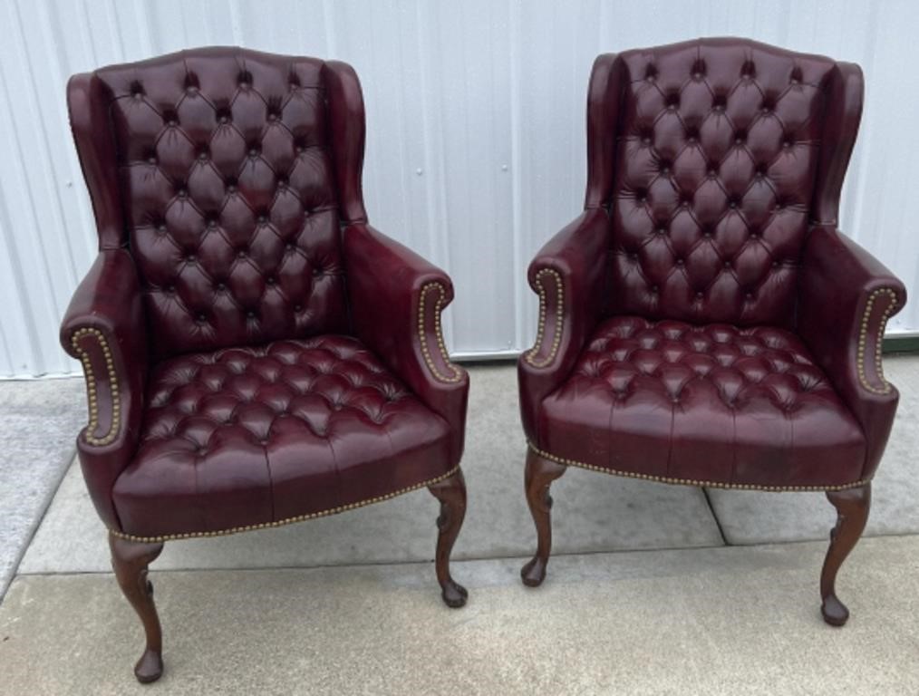 (2) Leather Wing Chairs, great condition