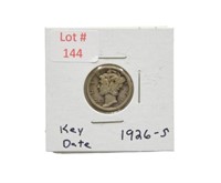 1926-S Mercury Silver Dime (Key Date)