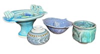 (4)pcs Vintage Signed Art Pottery Vessels, Bowls