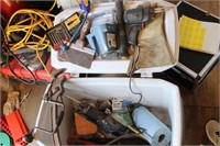 COOLER FULL OF ASSORTED TOOLS & SHOP ITEMS