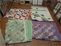 4 quilts, hand & machine stitched