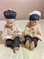 Antique Chalkware Asian Children Figurines