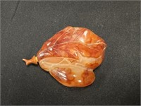 Natural Stone Amber Carved Snuff Bottle & Topper