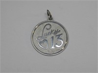 Sterling Silver Lucky 13 Pendant Hallmarked