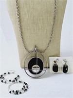 Silver Tone & Black Accent Jewellery Lot
