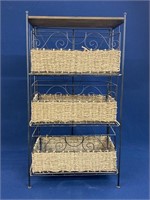 3 Tier Metal and wicker organizer, with removable