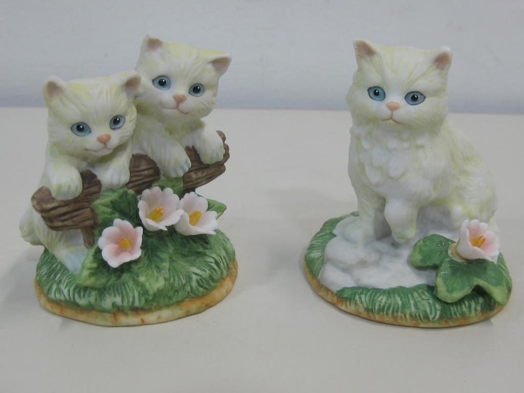 Two Ceramic Cat Figurines Tallest 3.25"