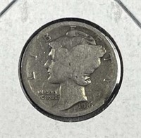 1916-S Mercury Silver Dime, 1st Year, US 10c Coin