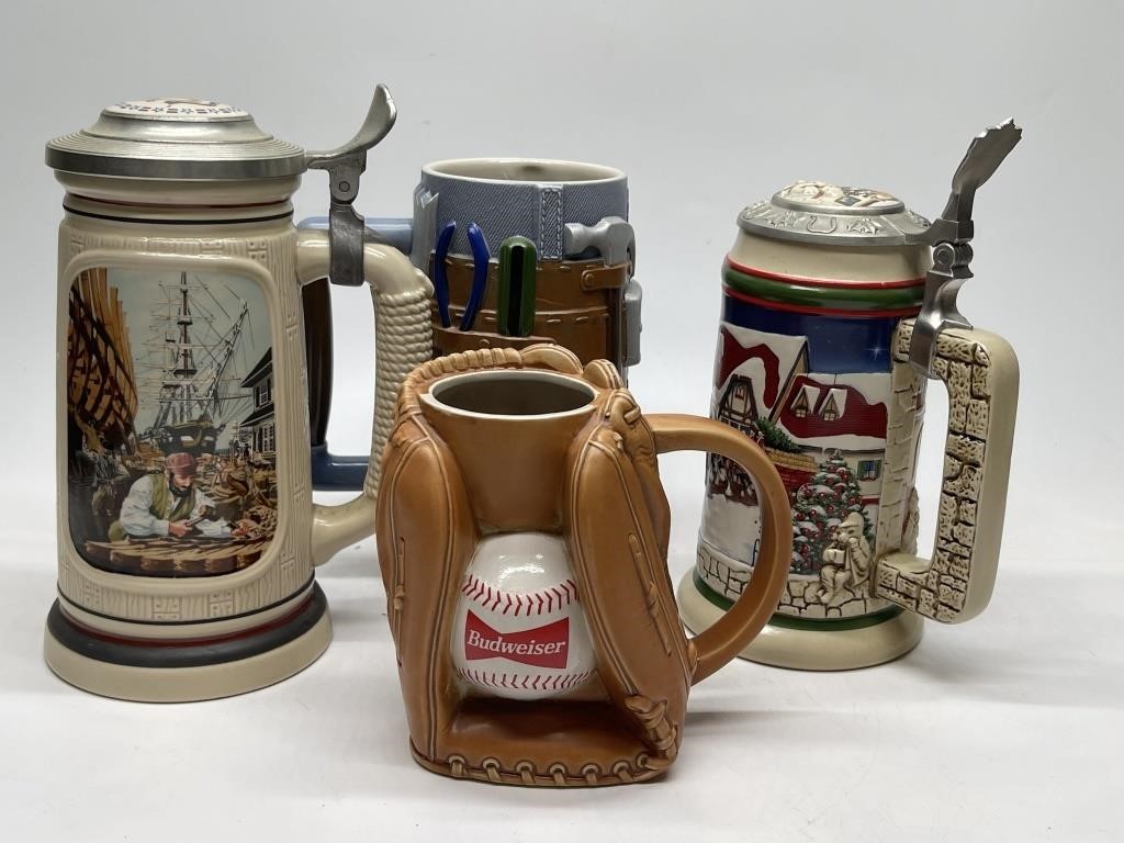 Two Anheuser Busch Mugs and Beer Steins