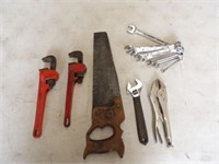 Pipe Wrenches, Wrenches, Saw, Misc.