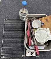 Tongs, Cutting Board & Other Kitchen Items