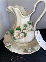 BEAUTIFUL MAGNOLIA PITCHER AND BOWL 3D