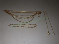 4 Gold Tone/Pearl Necklaces Lisner & Sarah