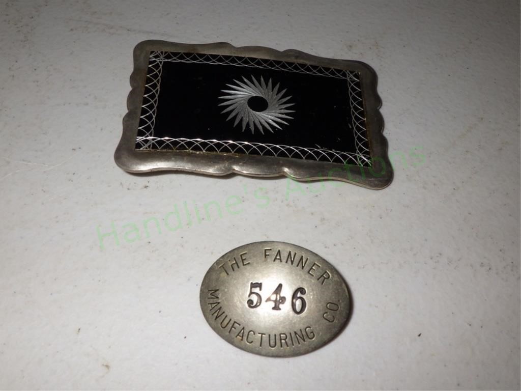 Silver Tone Belt Buckle & Fanner Pin