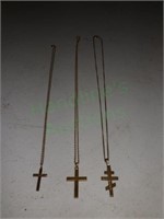 Three 12K Gold Filled Cross Necklaces