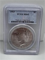 1923 PCGS MS63 Silver Peace Dollar