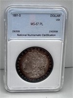 1881-S NNC MS67 PL Morgan Silver Dollar