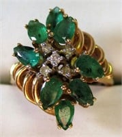 14K Gold Romance Emerald & Diamond Ring