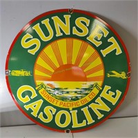 Porcelain Sunset Pacific Oil Co. Gasoline Sign