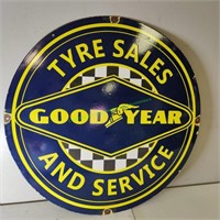 Porcelain Goodyear Tyre Sales & Service Sign