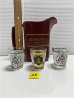 Vtg Scotch Whisky Pitcher&souvenir shot glasses