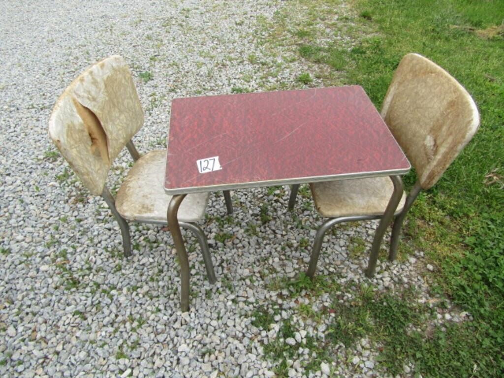 CHILD'S CHROME TABLE & 2 CHAIRS