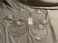 VTG Clear Glass Floral Plate & Handled Mugs