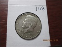 1969 D 40% Silver JFK Half Dollar= AU