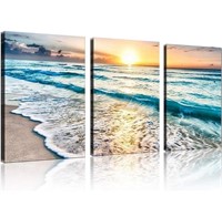 3 Panel Canvas Wall Art Of sunset on beach