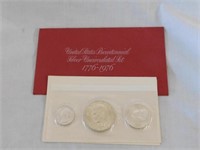 Bicentennial 3 piece silver uncirculated coins in