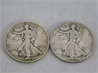 Two Walking Liberty half dollars, 1945