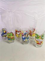 Smurf, snoopy and misc cartoon glasses.