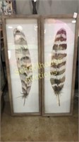 Pair of framed leaf art each is 36x12