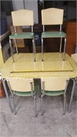 Nice 1950's Yellow & Green Chrome Table & Chairs